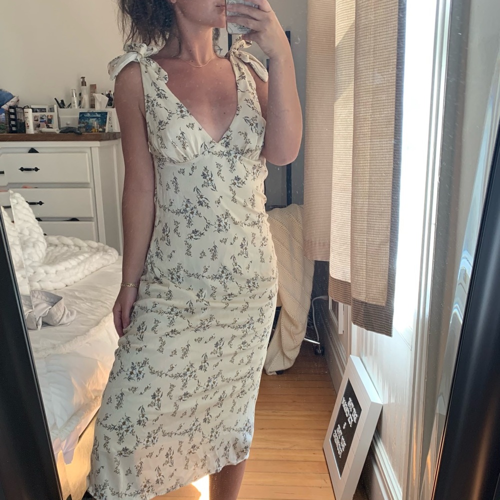 Isalis Jade Floral Midi Dress Yellow Size Large